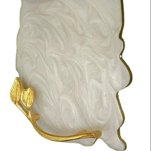 Luxury Leaf Shape Resin <b>Tray</b> with <b>Gold</b> Handles 12 Inch Decorative <b>Serving</b> <b>Tray</b> Handmade Gift <b>Tray</b> - Product Image 2