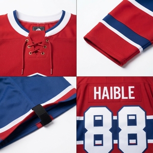 Authentic Custom Ice Hockey Jersey-100% <b>Wool</b> Felt Original Six Heritage Boxy Fit Lace-Up V-Neck Sublimated Men's Uniform - Product Image 4