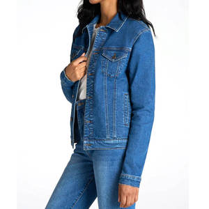Chaqueta Vaquera Azul Extra Grande Personalizada para Mujer, Estilo Casual Urbano, Chaqueta Vaquera con Botones para Uso Diario - Product Image 3