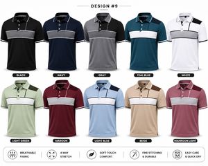 Polo de Manga Corta para Hombre, Diseño a Rayas, Color Block, Tejido de Secado Rápido, Verde, Blanco y Negro - Product Image 6