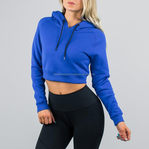 Pull-over personnalisé OEM pour femmes, sweat-shirt à capuche court anti-rétrécissement brodé à imprimé bouffant Y2K en molleton de coton et de polyester - Product Image 2