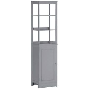 Mobiletto da Bagno Grigio con Maniglia in Acciaio Inox, Materiale MDF e Acciaio, Finitura Verniciata per Uso Domestico o Alberghiero - Product Image 2
