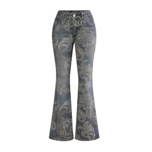 Custom Gothic <b>Dragon</b> Print Wide Leg Pants Women Black High Waist Full Length Loose Fit Digital Printed Floral Pattern Streetwear - Product Image 3