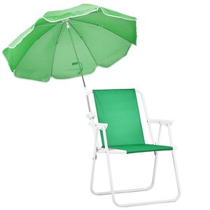 Sedia da Spiaggia Pieghevole Leggera e Portatile con Ombrello per Adulti, Capacità 120 kg, in Tessuto Oxford per Viaggi, Picnic e Concerti - Product Image 3