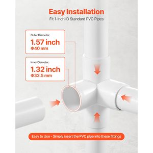 ข้อต่อท่อพีวีซีเกรดเฟอร์นิเจอร์ขนาด 1 นิ้ว ข้อต่อข้อศอก 4 ทาง แพ็ค 10 ชิ้น สำหรับประกอบชั้นวางของ DIY และตัวรองรับชั้นวาง - Product Image 2