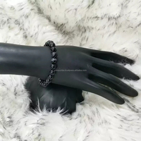 Bracelet élastique fait main de luxe en alliage de perles de culture d'eau de mer blanches européennes et américaines, avec perles géométriques de 8 mm et dégradé de couleurs, idéal comme cadeau.