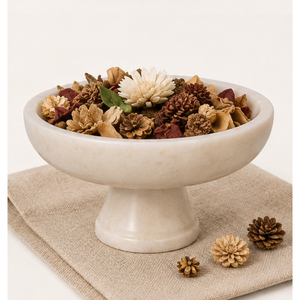 Bol sur piédestal en marbre blanc, bol à fruits en pierre naturelle, centre de table décoratif, plat de service sur pied pour la décoration de la maison et des hôtels - Product Image 4
