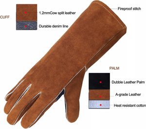 Gants de travail en cuir chauffants résistants aux coupures pour la soudure, la construction et la protection des mains, usage industriel intensif - Product Image 2