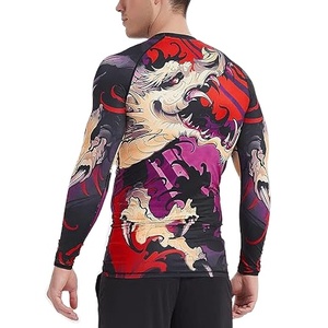 Wholesale Rohzen Sports Custom Printed Spandex <b>Compression</b> Rashguard Long Sleeves Logo Heat-Transfer Breathable Quick Dry - Product Image 3