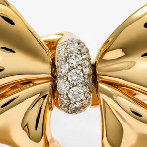 Anillo de Compromiso Minimalista de Oro Amarillo de 14K con Diseño de Lazo, Engaste Pavé, Diamantes Cultivados en Laboratorio de 0.28ct, Certificado IGI, Elegante y Femenino - Product Image 2