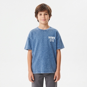 Camiseta de Ocio para Niños Unisex con Logotipo Personalizado, Estilo Vintage, Lavado Ácido, Hombros Caídos, Manga Corta, 100% Algodón Jersey - Product Image 1