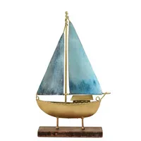 Modèle de bateau en métal et MDF multicolore, sculpture décorative nautique pour la maison, figurine pour le salon, le bureau, la table ou l'étagère