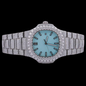 Nuevo Reloj de Lujo para Mujer con Esfera Azul Cielo y Diamantes, Estilo Hip Hop, Regalo Impresionante - Product Image 1