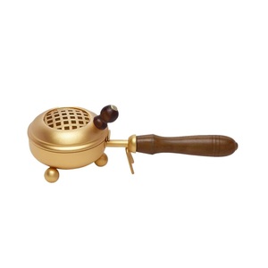 Brass Home Purifying Dhoop Dani Bakhoor Burner Dhoop Holder Dhoop with <b>Wooden</b> Handle for Home Office <b>Temple</b> Puja and Shuddhi - Product Image 3