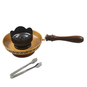High-quality stainless steel dhoop powder coated and finished with a resin coating Incense Burner Wooden Handle & Anti SlipBase - Product Image 1