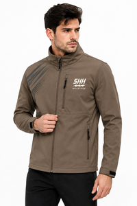 Custom Men Softshell <b>Jacket</b> Breathable <b>Waterproof</b> Windproof Outdoor Sports Zipper Stand Collar Printed OEM Logo Wholesale - Product Image 5