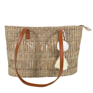 Bolso Tote Casual de Paja Tejida a Mano con Cierre de Cremallera, Correa Cruzada, Estilo Vintage, Ecológico, Hecho a Mano, Capacidad Personalizable - Product Image 5