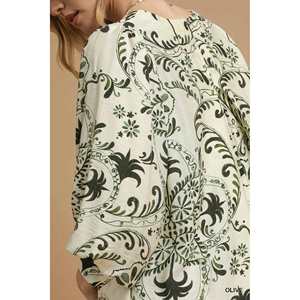 Mini vestido estampado Umgee Boho con mangas globo - Product Image 2