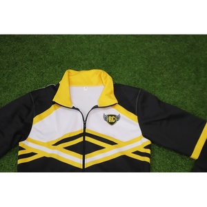 Ensemble de survêtement sportif noir et jaune personnalisé, sweat à capuche et pantalon d'entraînement entièrement zippés - Product Image 2