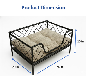 Cadre de lit pour animaux de compagnie rectangulaire en acier durable avec revêtement en poudre surélevé pour chiens et chats |   Lit classique amovible et lavable pour intérieur/extérieur - Product Image 2