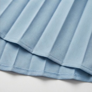 Jupe plissée en mousseline de soie bleu clair pour femme, longueur genou, taille régulière, couleur unie, élégante, toutes saisons - Product Image 6