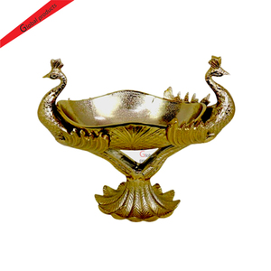 Elegance Design Golden Polished Chocolate Serving Round <b>Bowl</b> 2 Peacocks Base <b>Metal</b> <b>Bowl</b> For Bars Hotels & Restaurant Table Decor - Product Image 1