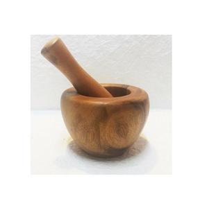 Mortier et pilon en bois pour épices, herbes et médicaments, ensemble de deux pièces - Product Image 3