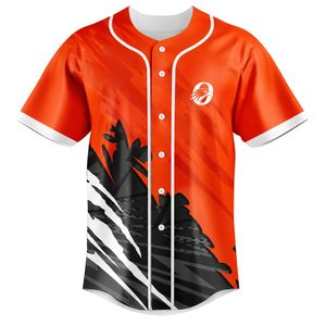 Maillot de baseball orange, noir et blanc pour hommes, boutonné, uniforme d'équipe, respirant, léger, vêtements de sport pour tournois - Product Image 1