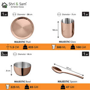 Ensemble Thali en acier inoxydable Majestic avec revêtement PVD or rose Ensembles de vaisselle élégants - Product Image 4