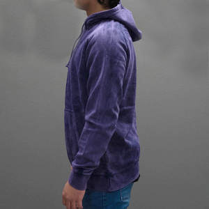 Sudadera con capucha de media cremallera para mujer, mezcla de algodón y forro polar, corte holgado, cuello alto, con bolsillo canguro, estilo casual urbano, ribete acanalado. - Product Image 2