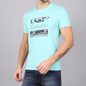 T-shirt bleu ciel uni pour homme, 100% coton, impression OEM, coupe classique, vente en gros, impression personnalisée, manches courtes, vente en gros - Product Image 2