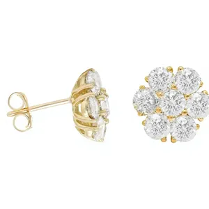 Lab Grown <b>Diamond</b> Cluster Stud <b>Earrings</b> 18K Gold Plated Luxury Modern Geometric Design for Engagement & Anniversary - Product Image 3