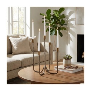Support de bougie doré très demandé avec base en marbre 32,5 cm, décoration d'intérieur, support en métal - Product Image 3