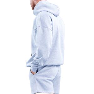 ชุดเซต2ชิ้นผ้าคอตตอนผ้าเฟรนช์เทอร์รี่มีฮู้ดระบายอากาศกางเกงวิ่งตัวสั้นทรงหลวมโอเวอร์ไซส์พิเศษผลิตตามสั่ง - Product Image 4