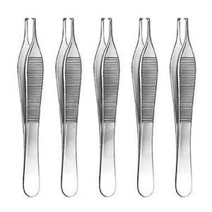 Pinces chirurgicales Adson 4 3/4 pouces, 1x2 dents, en acier inoxydable, manuelles, certifiées MOL, instruments chirurgicaux, lot de 5 pièces - Product Image 1