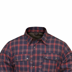 Men's Full Sleeve Plaid <b>Flannel</b> <b>Shirt</b> With CE Level 1 Armor Protection Red <b>Blue</b> Design Breathable Motorcycle Wear Autumn Style - Product Image 4
