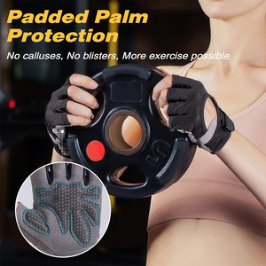 Padded Palm Protection Half Finger Lightweight Fitness <b>Gloves</b> for <b>Weight</b> Lifting Sports <b>Training</b> Gym with Adjustable Wrist Wraps - Product Image 2