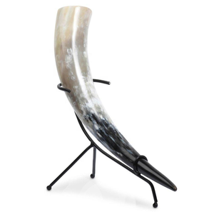 Viking-inspired Handmade Eco-Friendly Buffalo Horn Beer Glass Iron <b>Stand</b> for Wine Mead Ale <b>Drinking</b> Horn - Product Image 6