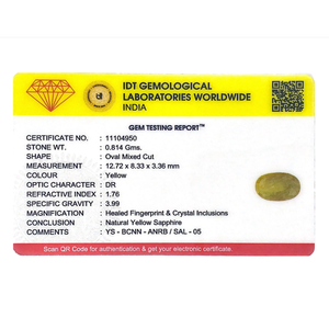 Loose 4.07 Carat Oval Cut Yellow Sapphire Gemstone for Fine Jewelry - Product Image 4