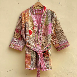 Veste matelassée indienne faite à la main 100 % coton, écologique, anti-plis, respirante, séchage rapide, avec poche avant, coupe classique, hiver automne - Product Image 1
