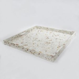 Modern Wooden and Mother of Pearl Handmade Tray for Breakfast Serving Decorative Display and Premium Gift Collection - Product Image 1