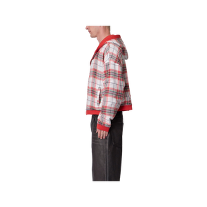 Sweat-shirt à capuche zippé surdimensionné pour homme, rouge uni, en molleton de coton, décontracté, coupe classique, tricoté, pour l'automne - Product Image 2