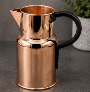 Carafe en cuivre finition brillante, pot métallique robuste, pichet de service sans soudure, anti-fuite, en cuivre poli, couleur or rose - Product Image 3