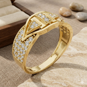 Bague en diamant architecturale de luxe, bague géométrique en or pour femmes, bijoux fins OEM ODM - Product Image 1