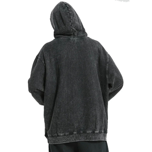 Sweat-shirt à capuche long Mego Industry pour femme, vintage, noir délavé, en polaire polyester/coton respirant, à épaules tombantes - Product Image 5