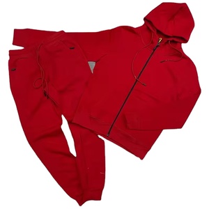 Ensemble de survêtement décontracté 2 pièces pour homme : veste à capuche zippée en polaire épaisse et pantalon de jogging à taille élastique – Confortable pour l'hiver - Product Image 1