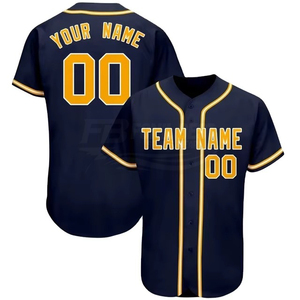 Camiseta de Béisbol Personalizada para Hombre, Color Azul Marino y Dorado, Nombre del Equipo Personalizado, Manga Corta, Absorbe la Humedad, Corte Regular, Uniforme para Adultos - Product Image 1