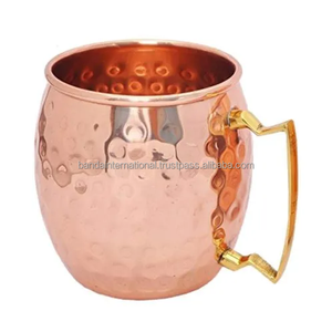 Mug en cuivre martelé de qualité supérieure avec poignée et finition polie, idéal pour la boisson et l'utilisation en cuisine, anti-fuite. - Product Image 4
