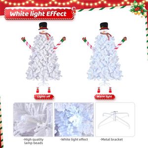 Albero di Natale Automatico in PVC da 6,5 Piedi a Forma di Pupazzo di Neve, 700 Rami Bianchi Effetto Neve, 140 Luci a Colori Freddi con 8 Modalità per Festività - Product Image 3