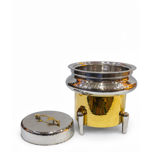 ถาดอุ่นอาหารทรงกลมสแตนเลสสีทอง - Product Image 4